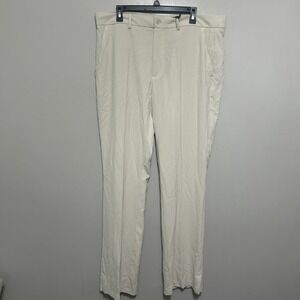 Nova Men Dress Pants 38x33 Cream NWT Textured Crepe Straight Slacks Quiet Luxury